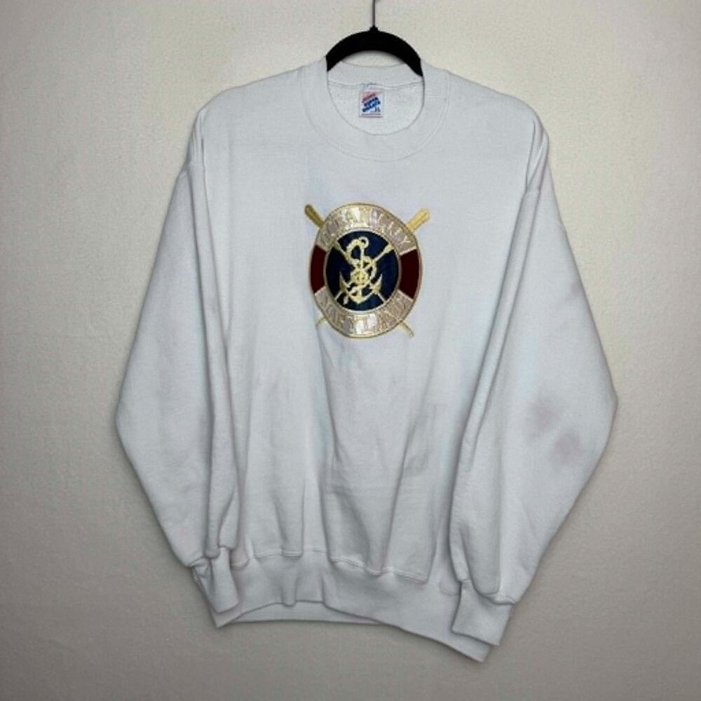 Jerzees Super Sweats Crewneck Sweatshirt White Ocean City, MD Vintage Size XL